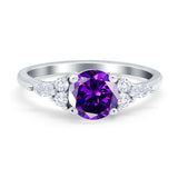 Art Deco Engagement Ring Round Simulated Cubic Zirconia 925 Sterling Silver