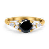 Art Deco Engagement Ring Round Simulated Cubic Zirconia 925 Sterling Silver