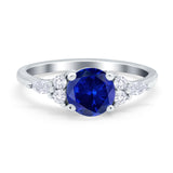 Art Deco Engagement Ring Round Simulated Cubic Zirconia 925 Sterling Silver