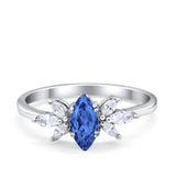 Art Deco Wedding Ring Marquise Simulated Cubic Zirconia 925 Sterling Silver