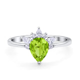 Art Deco Engagement Ring Pear Simulated Cubic Zirconia 925 Sterling Silver