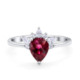 Art Deco Engagement Ring Pear Simulated Cubic Zirconia 925 Sterling Silver