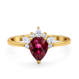 Art Deco Engagement Ring Pear Simulated Cubic Zirconia 925 Sterling Silver