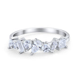 Art Deco Wedding Ring Baguette Eternity Simulated CZ 925 Sterling Silver