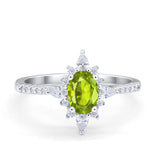 Vintage Oval Halo Wedding Ring Simulated Cubic Zirconia 925 Sterling Silver