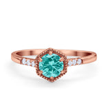 Wedding Ring Accent Vintage Round Simulated Cubic Zirconia 925 Sterling Silver