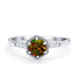 Wedding Ring Accent Vintage Round Simulated Cubic Zirconia 925 Sterling Silver