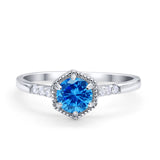 Wedding Ring Accent Vintage Round Simulated Cubic Zirconia 925 Sterling Silver