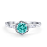 Wedding Ring Accent Vintage Round Simulated Cubic Zirconia 925 Sterling Silver