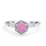 Wedding Ring Accent Vintage Round Simulated Cubic Zirconia 925 Sterling Silver