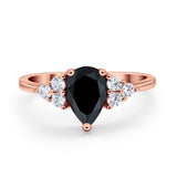 Art Deco Teardrop Engagement Ring Simulated Cubic Zirconia 925 Sterling Silver