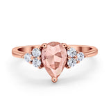 Art Deco Teardrop Engagement Ring Simulated Cubic Zirconia 925 Sterling Silver