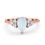 Art Deco Teardrop Engagement Ring Simulated Cubic Zirconia 925 Sterling Silver