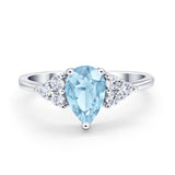 Art Deco Teardrop Engagement Ring Simulated Cubic Zirconia 925 Sterling Silver