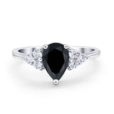 Art Deco Teardrop Engagement Ring Simulated Cubic Zirconia 925 Sterling Silver