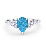 Art Deco Teardrop Engagement Ring Simulated Cubic Zirconia 925 Sterling Silver