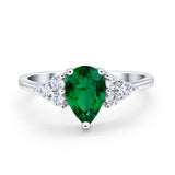 Art Deco Teardrop Engagement Ring Simulated Cubic Zirconia 925 Sterling Silver