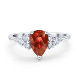 Art Deco Teardrop Engagement Ring Simulated Cubic Zirconia 925 Sterling Silver