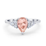 Art Deco Teardrop Engagement Ring Simulated Cubic Zirconia 925 Sterling Silver