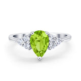 Art Deco Teardrop Engagement Ring Simulated Cubic Zirconia 925 Sterling Silver