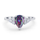 Art Deco Teardrop Engagement Ring Simulated Cubic Zirconia 925 Sterling Silver