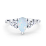 Art Deco Teardrop Engagement Ring Simulated Cubic Zirconia 925 Sterling Silver