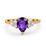 Art Deco Teardrop Engagement Ring Simulated Cubic Zirconia 925 Sterling Silver