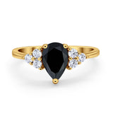 Art Deco Teardrop Engagement Ring Simulated Cubic Zirconia 925 Sterling Silver