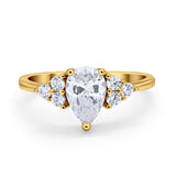 Art Deco Teardrop Engagement Ring Simulated Cubic Zirconia 925 Sterling Silver