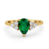 Art Deco Teardrop Engagement Ring Simulated Cubic Zirconia 925 Sterling Silver