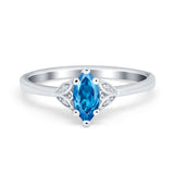Marquise Art Deco Engagement Ring Simulated Cubic Zirconia 925 Sterling Silver