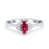 Marquise Art Deco Engagement Ring Simulated Cubic Zirconia 925 Sterling Silver