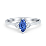 Marquise Art Deco Engagement Ring Simulated Cubic Zirconia 925 Sterling Silver