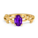 Oval Solitaire Art Deco Wedding Ring Simulated Cubic Zirconia 925 Sterling Silver