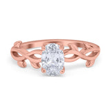 Oval Solitaire Art Deco Wedding Ring Simulated Cubic Zirconia 925 Sterling Silver