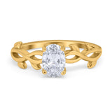 Oval Solitaire Art Deco Wedding Ring Simulated Cubic Zirconia 925 Sterling Silver