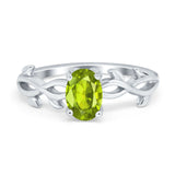 Oval Solitaire Art Deco Wedding Ring Simulated Cubic Zirconia 925 Sterling Silver