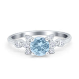 Vintage Style Round Simulated Cubic Zirconia Wedding Ring 925 Sterling Silver