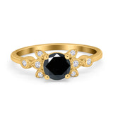 Vintage Style Round Simulated Cubic Zirconia Wedding Ring 925 Sterling Silver