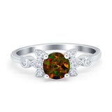 Vintage Style Round Simulated Cubic Zirconia Wedding Ring 925 Sterling Silver