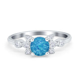 Vintage Style Round Simulated Cubic Zirconia Wedding Ring 925 Sterling Silver