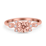 Vintage Style Round Simulated Cubic Zirconia Wedding Ring 925 Sterling Silver