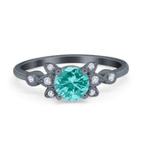 Vintage Style Round Simulated Cubic Zirconia Wedding Ring 925 Sterling Silver