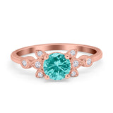 Vintage Style Round Simulated Cubic Zirconia Wedding Ring 925 Sterling Silver