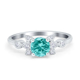 Vintage Style Round Simulated Cubic Zirconia Wedding Ring 925 Sterling Silver