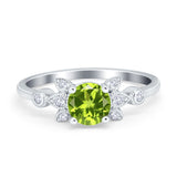Vintage Style Round Simulated Cubic Zirconia Wedding Ring 925 Sterling Silver