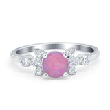 Vintage Style Round Simulated Cubic Zirconia Wedding Ring 925 Sterling Silver