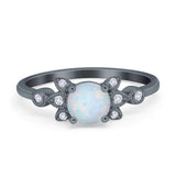Vintage Style Round Simulated Cubic Zirconia Wedding Ring 925 Sterling Silver