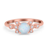 Vintage Style Round Simulated Cubic Zirconia Wedding Ring 925 Sterling Silver