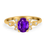 Vintage Style Oval Engagement Ring Simulated Cubic Zirconia 925 Sterling Silver